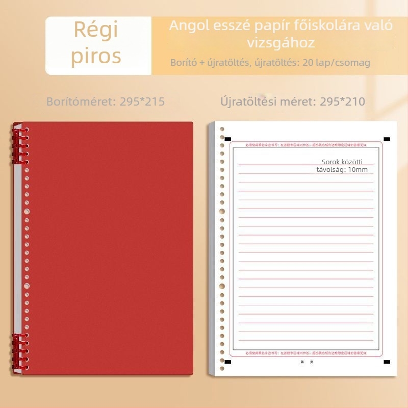 A4-es angol esszépapír vizsgákhoz, 40 oldal, Dowling papír, 10 lyuk, Jiaxun 11123609