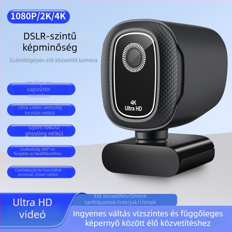 B23 USB kamera 4K magánéletvédelmi fedéllel, autofocus, 12 MP szenzor, 30 FPS