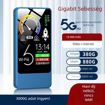 2 az 1-ben hordozható WiFi és mobil töltő, játékhoz és streaminghez, WiFi 6 és háromhálózati kompatibilitás