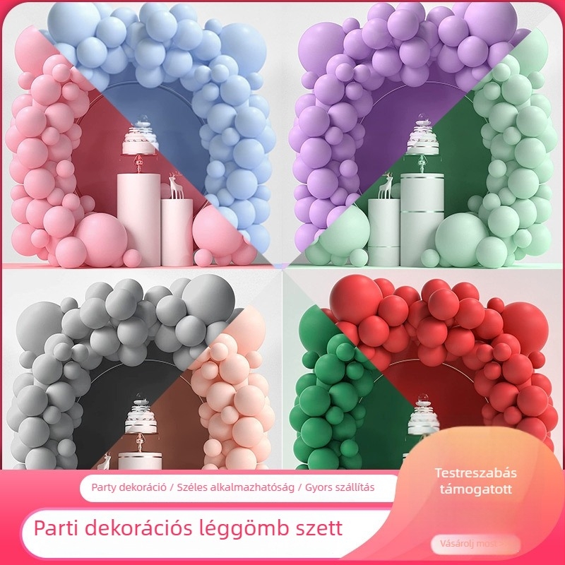 Latex gömbdíszítésű lufilánc készlet, kerek formájú dekoratív ballonok, logó nélküli, karácsonyra, Valentin-napra, Tavaszi Fesztiválra, Qixi-ra és Gyermeknapra
