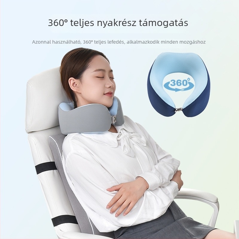 Memóriahabos U-alakú utazási nyakpárna, repülőgépes nyakpárna, hordozható nyaki támasz