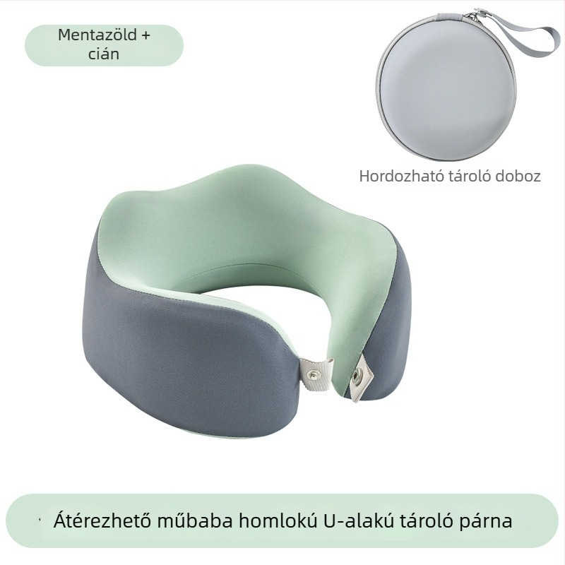 Memóriahabos U-alakú utazási nyakpárna, repülőgépes nyakpárna, hordozható nyaki támasz