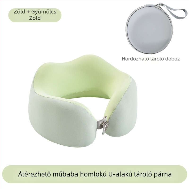 Memóriahabos U-alakú utazási nyakpárna, repülőgépes nyakpárna, hordozható nyaki támasz