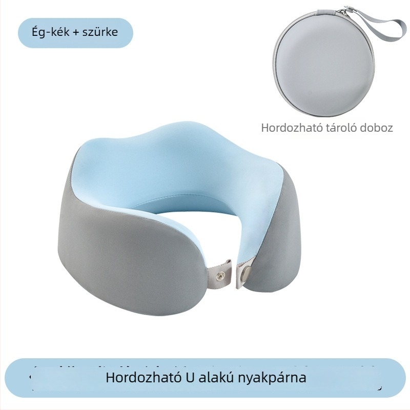 Memóriahabos U-alakú utazási nyakpárna, repülőgépes nyakpárna, hordozható nyaki támasz