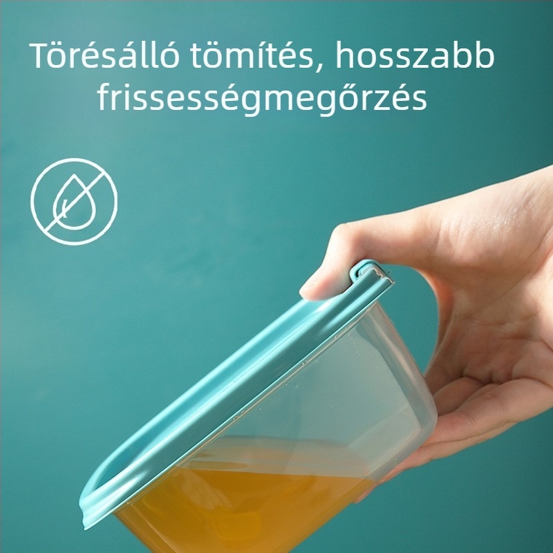 Camellia élelmiszer-tároló doboz, műanyag, téglalap alakú, mikrohullámú sütőben használható, fedéllel