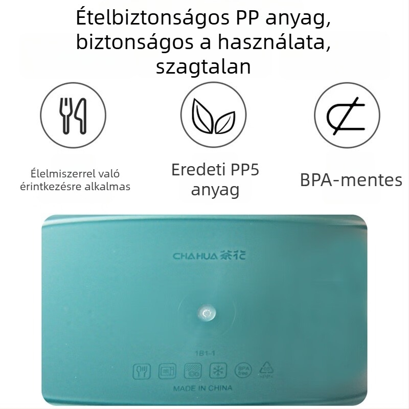 Camellia élelmiszer-tároló doboz, műanyag, téglalap alakú, mikrohullámú sütőben használható, fedéllel