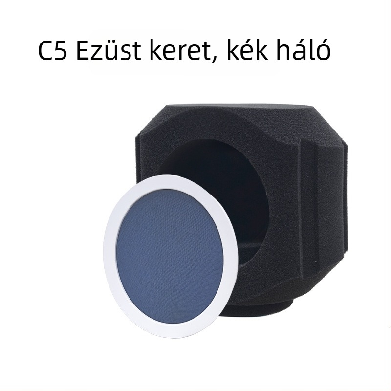 Mikrofon tartozékok: szélvédő, hangelnyelő pajzs és hangtompító borítás élő közvetítéshez és felvételhez (Model C5, Márka HZM&C)