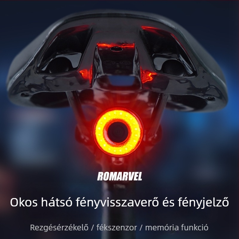 Intelligens fékérzékelős hátsó világítás út- és MTB biciklikhez – Romarvel, testreszabható feldolgozás, hivatalos magántulajdonú márka, importálás nélkül