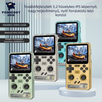 Powkiddy RGB20 Pro hordozható játékkonzol vezeték nélküli HD joystickkal, nosztalgikus nyílt forráskódú