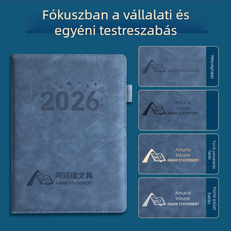 Qiao Sen jegyzetfüzet, PU fedél, szálkötés, Daolin papír, 200-300 oldal, üzleti stílus