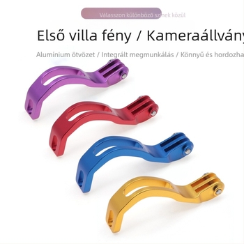 Elülső villa lámpatartó kerékpárokhoz (útvonal/ összecsukható), GoPro/kamera tartó, alumínium ötvözet, hosszított felfelé hajló kiegészítő