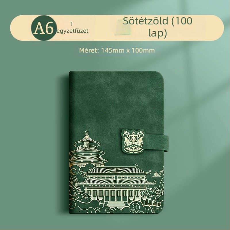 Mini mágneszáras jegyzetfüzet kínai stílusban, zsebméretű, A6-A7, üres oldalú