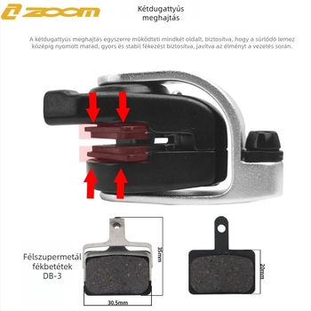 Zoom országúti kerékpár tárcsafékkészlet, mechanikus, eleje és hátsó, DB700