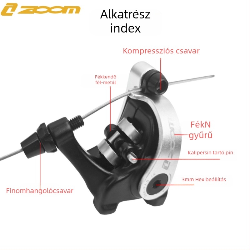 Zoom országúti kerékpár tárcsafékkészlet, mechanikus, eleje és hátsó, DB700