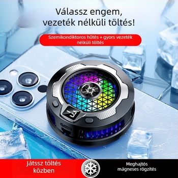 SL15 Csendes vezeték nélküli töltő radiátor mágneses hátsó klipekkel – 2 az 1-ben félvezető hűtés, 15W, ABS + aluminiumötvözet, 74 g, Type-C interfész