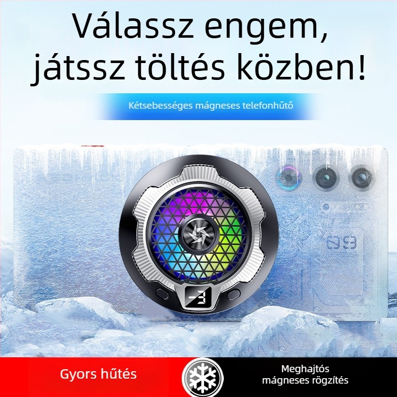 SL15 Csendes vezeték nélküli töltő radiátor mágneses hátsó klipekkel – 2 az 1-ben félvezető hűtés, 15W, ABS + aluminiumötvözet, 74 g, Type-C interfész