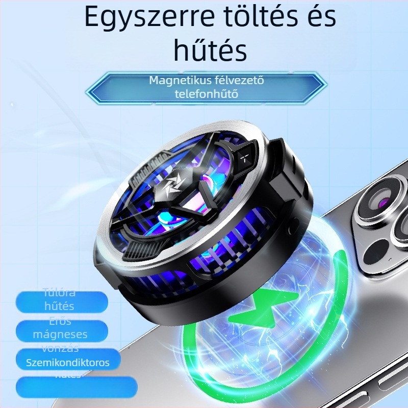 SL15 Csendes vezeték nélküli töltő radiátor mágneses hátsó klipekkel – 2 az 1-ben félvezető hűtés, 15W, ABS + aluminiumötvözet, 74 g, Type-C interfész