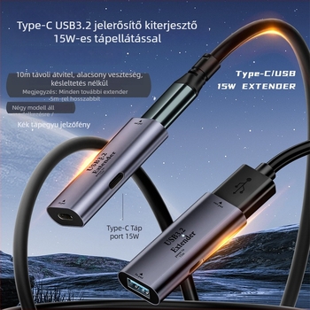 Type-C női USB-A 3.2 jelátviteli extender, USB 3.2 hosszabbító, akár 5 m-ig, 15W teljesítmény