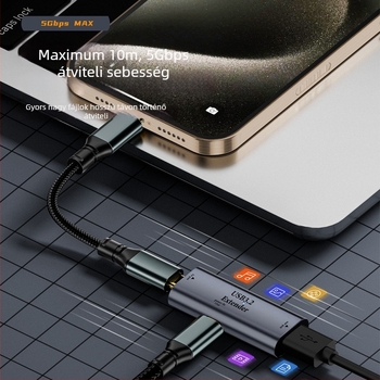 Type-C női USB-A 3.2 jelátviteli extender, USB 3.2 hosszabbító, akár 5 m-ig, 15W teljesítmény
