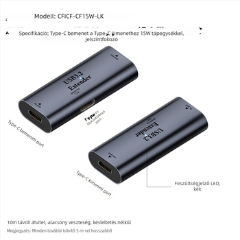 Type-C női USB-A 3.2 jelátviteli extender, USB 3.2 hosszabbító, akár 5 m-ig, 15W teljesítmény