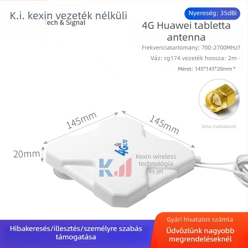 Tabletta antenna 4G hálózathoz, kettős polarization, omni irányú, külső nagy nyereségű, TS9 csatlakozó