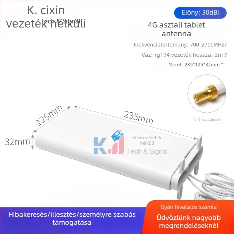 Tabletta antenna 4G hálózathoz, kettős polarization, omni irányú, külső nagy nyereségű, TS9 csatlakozó