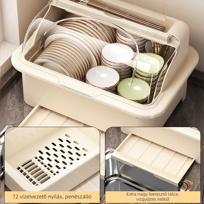 Fedéllel ellátott szárítóállvány tálakhoz — Lechuang, műanyag, modern minimál stílus