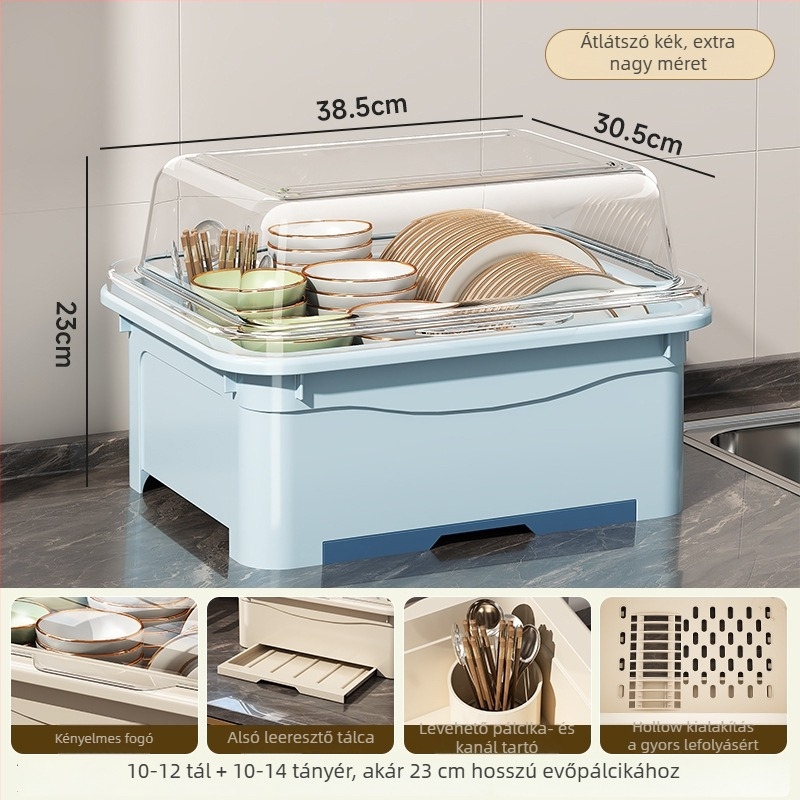 Fedéllel ellátott szárítóállvány tálakhoz — Lechuang, műanyag, modern minimál stílus