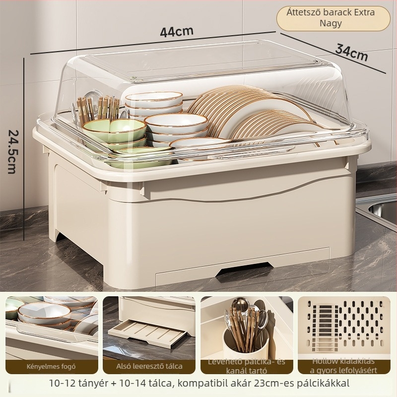 Fedéllel ellátott szárítóállvány tálakhoz — Lechuang, műanyag, modern minimál stílus