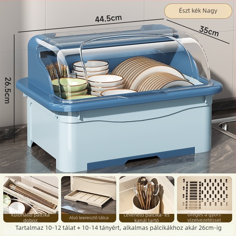 Fedéllel ellátott szárítóállvány tálakhoz — Lechuang, műanyag, modern minimál stílus