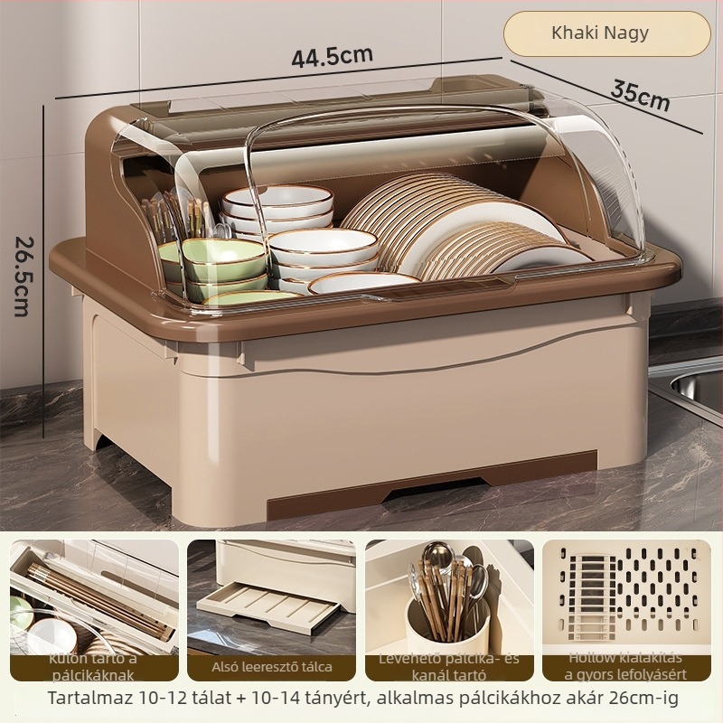 Fedéllel ellátott szárítóállvány tálakhoz — Lechuang, műanyag, modern minimál stílus