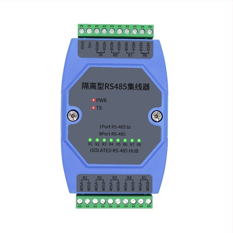 Ipari RS-485 hub 2/4/8 csatornával optikai izolációval és busz bővítésével, RS-485 ismétlő