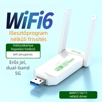 USB-s duál-sávos vezeték nélküli hálózati adapter, akár 1300 Mbps, 2,4/5 GHz, illesztőprogram nélkül, notebookhoz és asztali számítógéphez