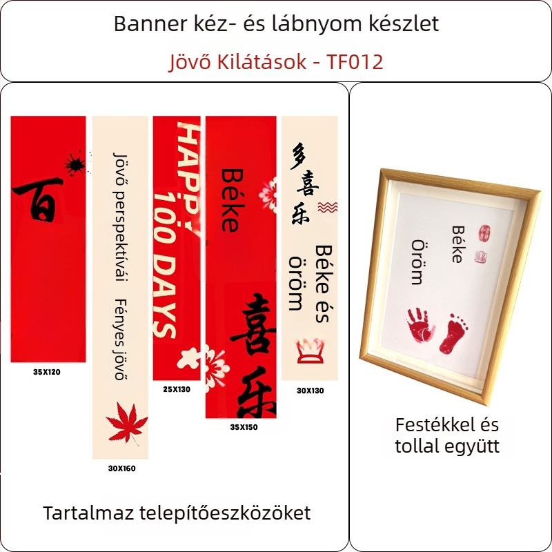 A baba 100 napos ünnepére szánt helyszíni dekorációs készlet — függő banner és dekoratív elemek (új stílus)