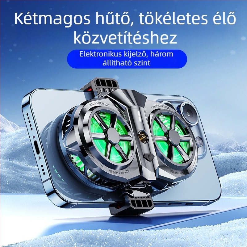 X117 Mobiltelefon hűtő – 3 sebességű, 6W, Type-C, ABS+alumínium ötvözet, 156 g