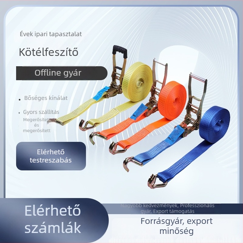 Linbang teherhúzó heveder feszítő, dupla horoggal, megerősített poliészterrel