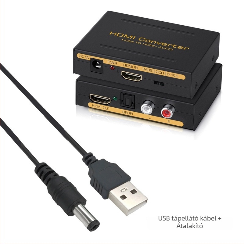 HDMI osztó audió kivonóval — HDMI to HDMI + SPDIF és R/L analóg audio, 1920x1080