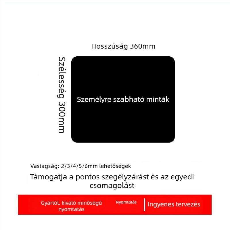 Logóval ellátott reklám egérpad, egyoldalas, csúszásmentes, hőtranszfer nyomtatás, OEM-kompatibilis