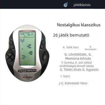 Újratölthető hordozható retro Tetris-konzol háttérvilágítással és nagy kijelzővel, egyjátékos