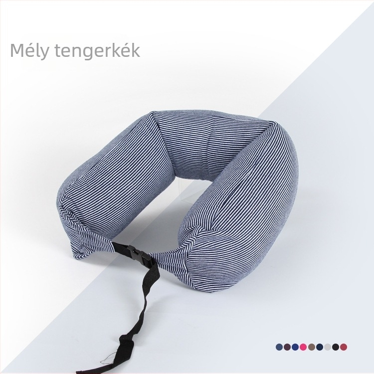 Kapucnis U-alakú utazó nyakpárna habrés töltettel, kötött anyag, levehető huzattal, felnőtteknek
