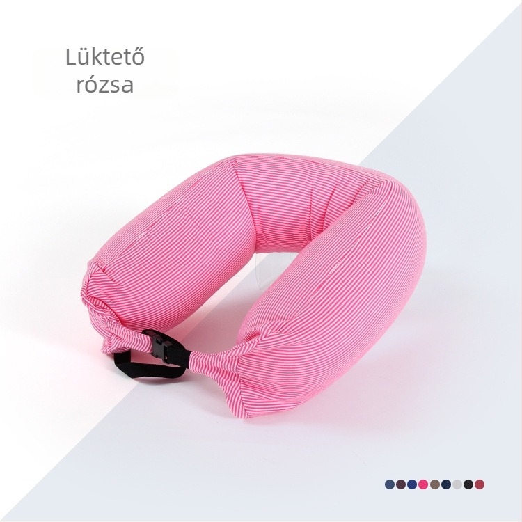 Kapucnis U-alakú utazó nyakpárna habrés töltettel, kötött anyag, levehető huzattal, felnőtteknek