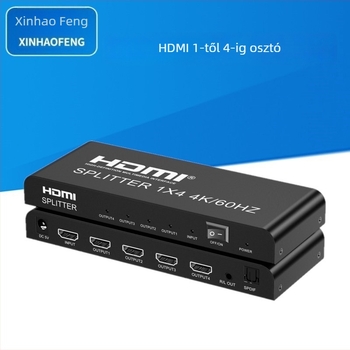 HDMI 2.0 1x4 HDMI osztó, hanggal és optikai szállal szétválasztással, 4K60Hz, energiaellátás kezelése