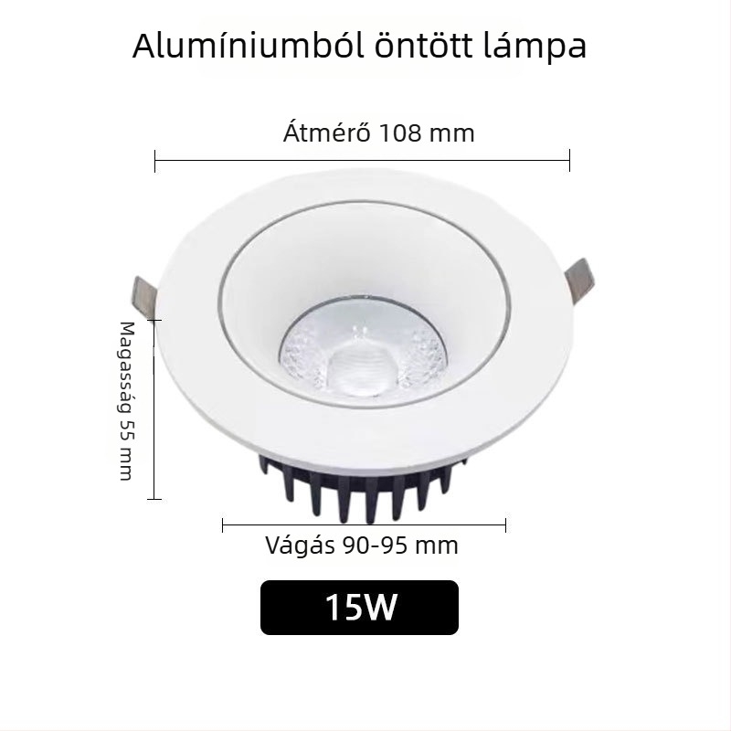 Öntött alumínium COB LED mennyezeti spot, beépített, modern minimalista stílus, CRI 80–89, feszültség ≤36V