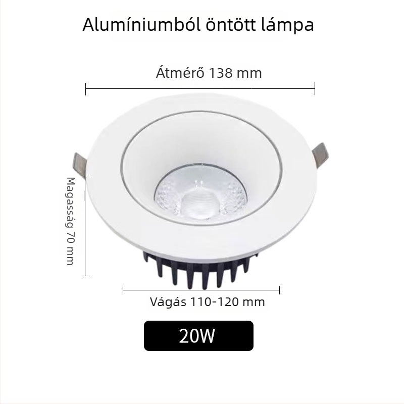 Öntött alumínium COB LED mennyezeti spot, beépített, modern minimalista stílus, CRI 80–89, feszültség ≤36V