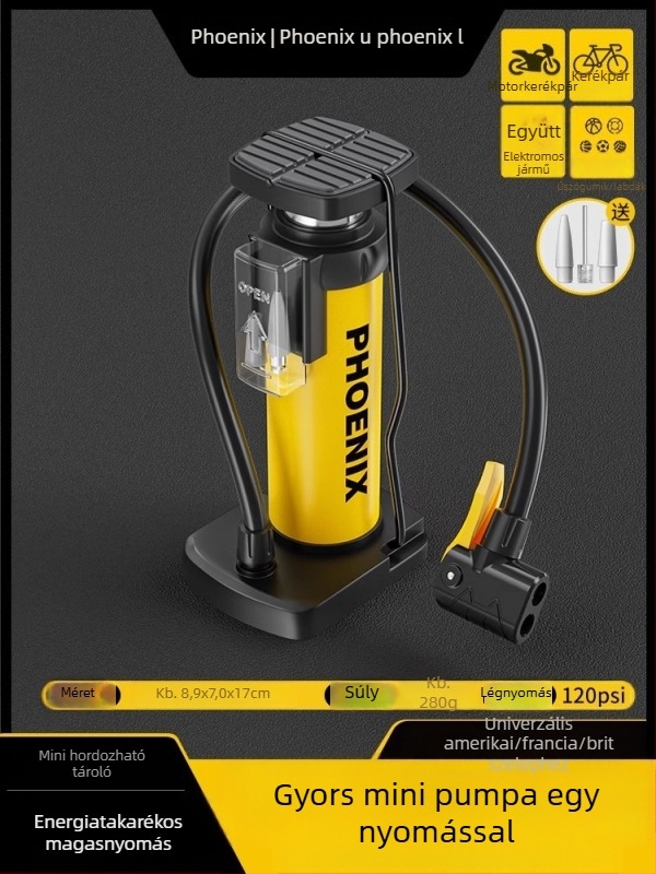 Lábpedálos kézi légpumpa kerékpárhoz, hordozható, magas nyomású felfújáshoz, otthoni használatra