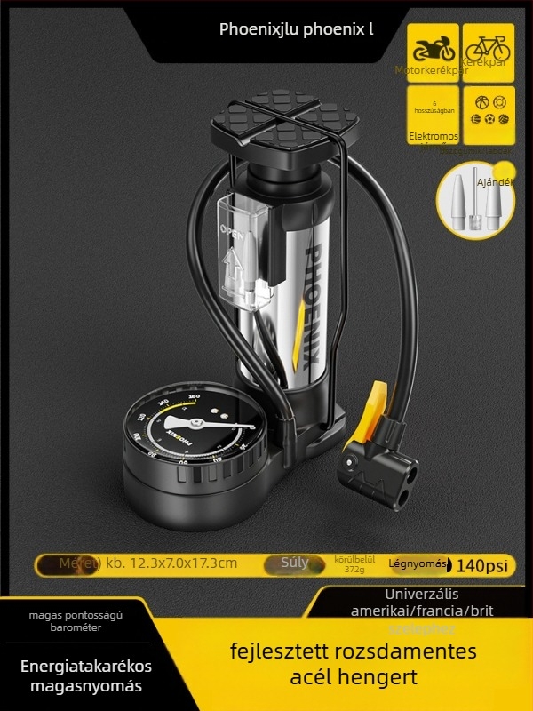 Lábpedálos kézi légpumpa kerékpárhoz, hordozható, magas nyomású felfújáshoz, otthoni használatra