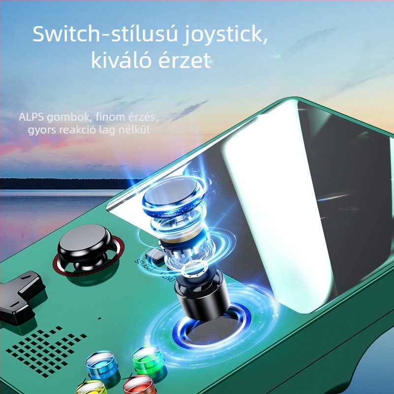 X6 hordozható játékkonzol HD nagy képernyővel, PSP-stílusú két joystick, emulátor nagy játékkönyvtárral, nosztalgikus kialakítás