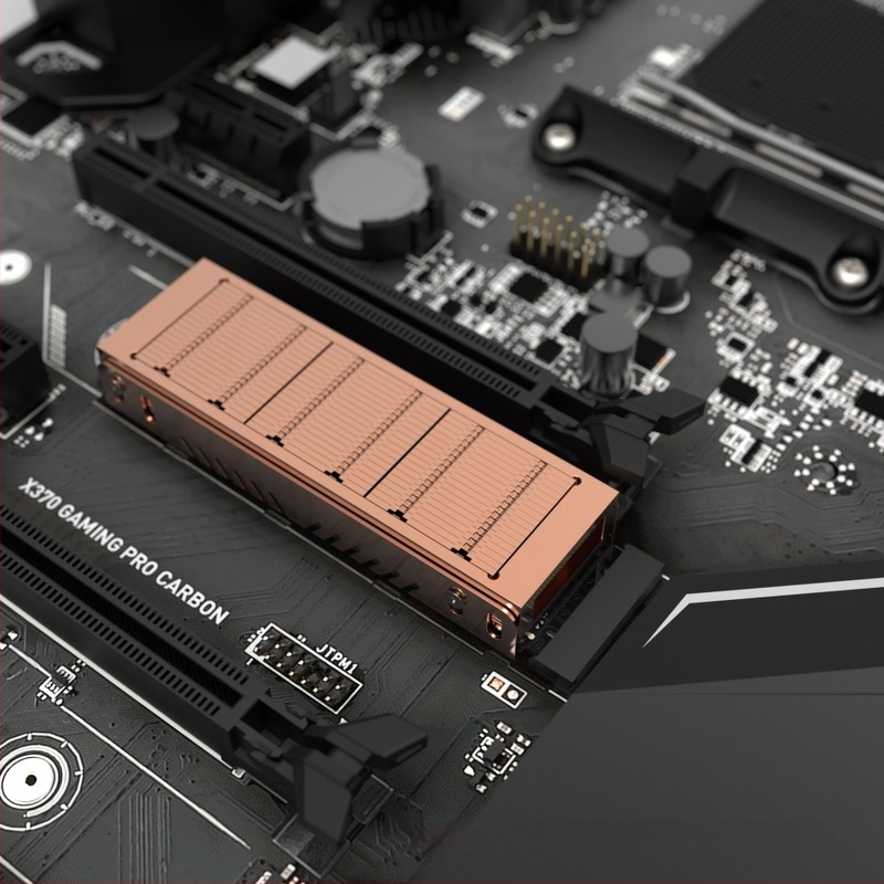 Réz SSD hűtő – Modell FT, Csendes PCIe 4.0/5.0