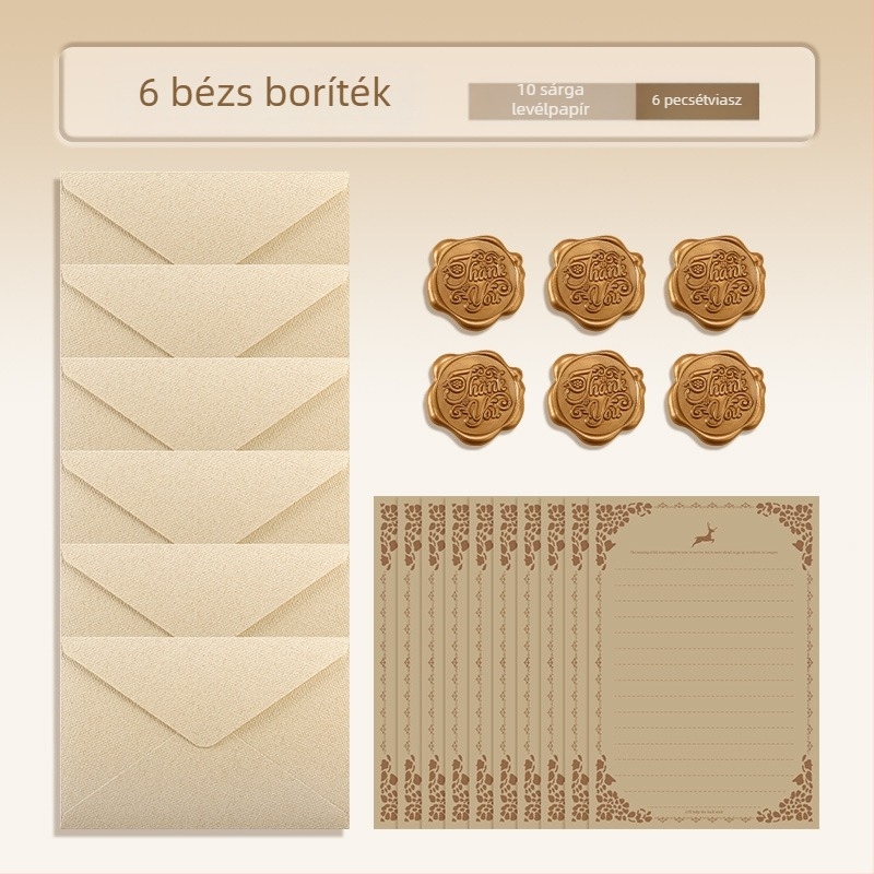 Boríték és levélpapír készlet, kraftpapír, kézzel írt levelek, elegáns vintage fehér lenvászon borítékok, ballagási képeslapok, készpénz ajándékhoz alkalmas