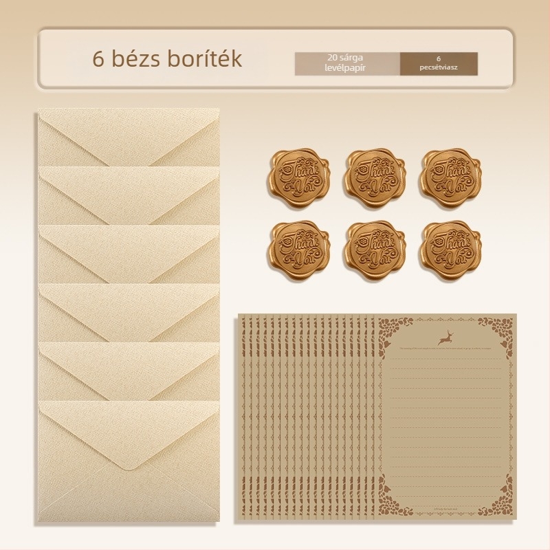 Boríték és levélpapír készlet, kraftpapír, kézzel írt levelek, elegáns vintage fehér lenvászon borítékok, ballagási képeslapok, készpénz ajándékhoz alkalmas